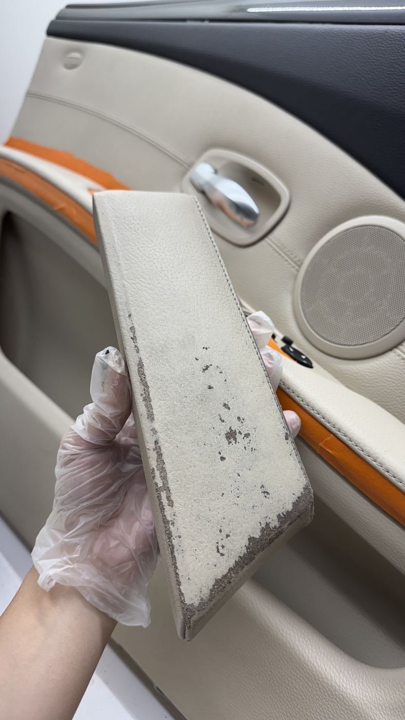Door card taken off at the car, dirt still on it
