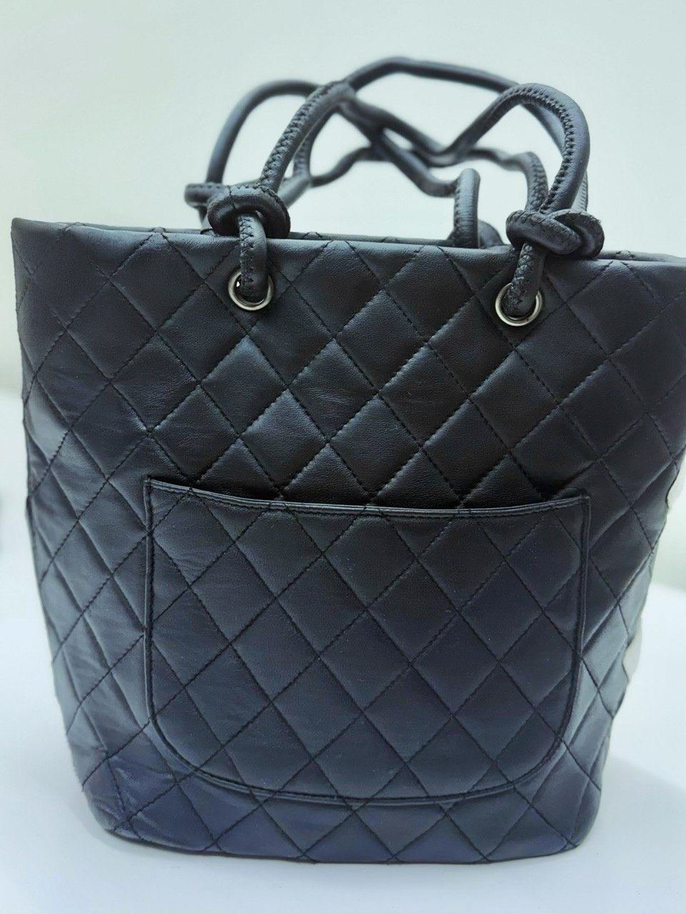 Quilted leather bag after repair